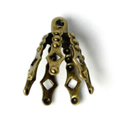 Bead Cap, 9x8mm Bell Shaped Bead Cap with 7 Prongs (fits 6-10mm bead) - Antique Bronze Plated Brass