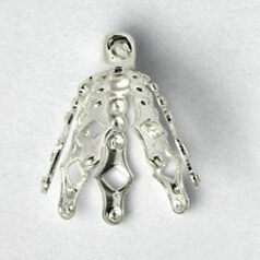 Bead Cap, 9x8mm Bell Shaped Bead Cap with 7 Prongs (fits 6-10mm bead) - Silver Plated Brass