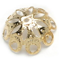 Bead Cap, 15x5mm Bead Cap with Petal design (fits 15-17mm bead) - Gold Plated Brass