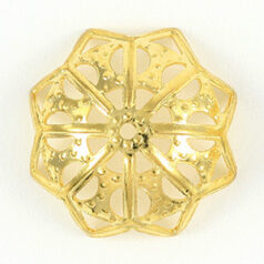 Bead Cap, 15x5mm Bead Cap with Flower Petal cut out (fits 15-17mm bead) - Gold Plated Brass