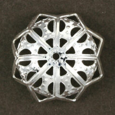 Bead Cap, 15x5mm Bead Cap with Flower Petal cut out (fits 15-17mm bead) - Silver Plated Brass