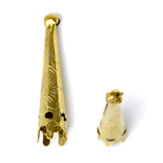 Bolo Tip, 33x7mm Bolo Tip with Flower design - Gold Plated Steel