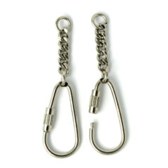 Key Ring, 35x17mm Oval Key Ring with 25mm Curb Chain with Jump Ring attached and Screw Safety Catch - Nickel