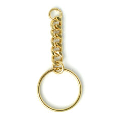 Split Ring, 25mm Split Ring with 26mm Curb Chain with 9x6mm Links and Open Jump Ring - Gold Plated Brass