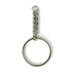 Split Ring, 30mm Split Ring with 26mm Curb Chain with 9x6mm Links and Open Jump Ring - Nickel Plated