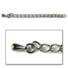 Extender Chain, 50mm Necklace Extender Chain with 3mm teardrop (each link 3x5mm) - Gunmetal Plated Brass