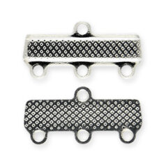 Link Bar, 18x7mm Link Bar with 3 Loops  - Nickel Plated
