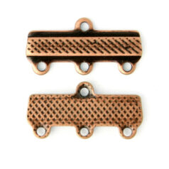 Link Bar, 18x7mm Link Bar with 3 Loops  - Antique Copper Plated