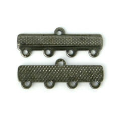 Link Bar, 25x7mm with 4 Loops, each 4mm apart - Gunmetal Plated