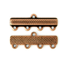 Link Bar, 25x7mm with 4 Loops, each 4mm apart - Antique Copper Plated