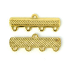 Link Bar, 25x7mm with 4 Loops, each 4mm apart - 24K Gold Plated