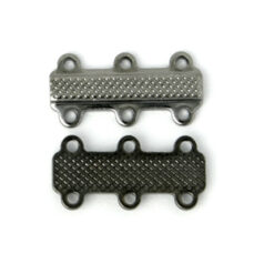 Link Bar, 18x9mm Double Link Bar with 3 Loops on each side 4mm apart with elegant detail -  Gunmetal Plated