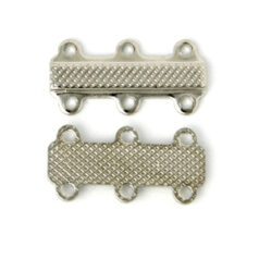 Link Bar, 18x9mm Double Link Bar with 3 Loops on each side 4mm apart with elegant detail -  Nickel Plated