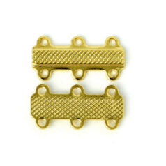 Link Bar, 18x9mm Double Link Bar with 3 Loops on each side 4mm apart with elegant detail - 24K Gold Plated