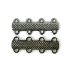 Link Bar, 25x9mm Double Link Bar with 4 Loops on each side 4mm apart with elegant detail - Gunmetal Plated