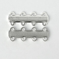 Link Bar, 25x9mm Double Link Bar with 4 Loops on each side 4mm apart with elegant detail - .999 Fine Silver Plated