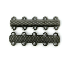 Link Bar, 32x9mm Double Link bar with 5 Loops on each side 4mm apart with elegant detail - Gunmetal Plated