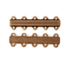 Link Bar, 32x9mm Double Link bar with 5 Loops on each side 4mm apart with elegant detail - Antique Copper Plated