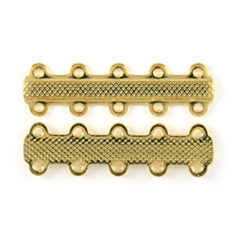 Link Bar, 32x9mm Double Link bar with 5 Loops on each side 4mm apart with elegant detail - 24K Gold Plated