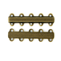 Link Bar, 32x9mm Double Link bar with 5 Loops on each side 4mm apart with elegant detail - Antique Bronze Plated