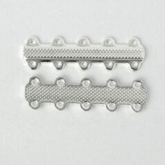 Link Bar, 32x9mm Double Link bar with 5 Loops on each side 4mm apart with elegant detail - .999 Fine Silver Plated