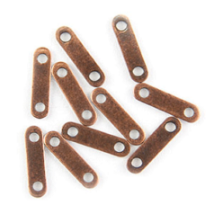 Spacer Bar, 8x2mm Spacer Bar with 2 holes for 2 strands- Antique Copper Plated Brass