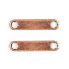 Spacer Bar, 11x2mm Spacer Bar with 2 holes for 2 strands - Antique Copper Plated Brass