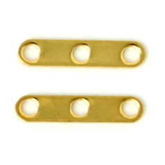 Spacer Bar, 11x2mm Spacer Bar with 3 holes for 3 strands - 24K Gold Plated Brass