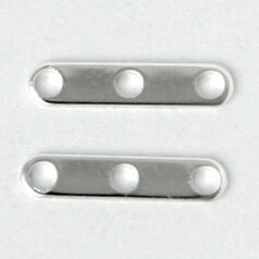Spacer Bar, 11x2mm Spacer Bar with 3 holes for 3 strands - .999 Fine Silver Plated Brass