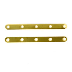 Spacer Bar, 36x2mm Spacer Bar with 5 holes for 5 strands - 24K Gold Plated Brass