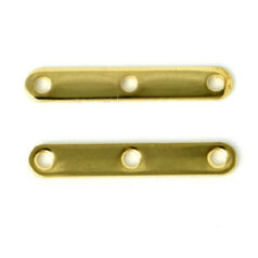 Spacer Bar, 18x2mm Spacer Bar with 3 holes for 3 strands - 24K Gold Plated Brass