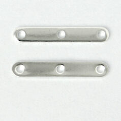 Spacer Bar, 18x2mm Spacer Bar with 3 holes for 3 strands - .999 Fine Silver Plated Brass