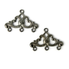 End Bar, 25.5x16mm End Bar Ornate with 3 Loops 6mm apart - Gunmetal Plated