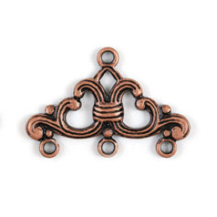 End Bar, 25.5x16mm End Bar Ornate with 3 Loops 6mm apart - Antique Copper Plated