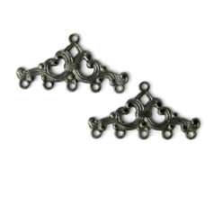 End Bar, 32x16mm End Bar with elegant design with 5 Loops 4mm apart - Gunmetal Plated