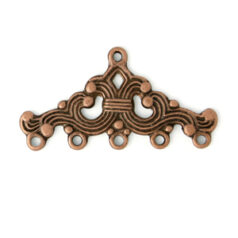 End Bar, 32x16mm End Bar with elegant design with 5 Loops 4mm apart - Antique Copper Plated