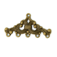 End Bar, 32x16mm End Bar with elegant design with 5 Loops 4mm apart - Antique Bronze Plated