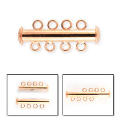 Clasp, 26x4mm Tube Clasp with Slide Lock 4 Loops 3mm apart - Copper plated Brass