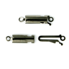Clasp, 19x4mm Plain Rectangle Clasp with easy slide catch - Gunmetal Plated Brass