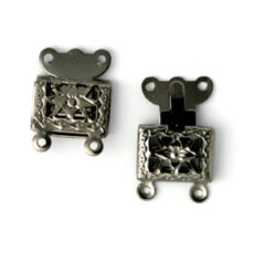 Clasp, 11x8mm Filigree Box Clasp with 2 strand - Gunmetal Plated Brass