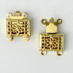 Clasp, 11x8mm Filigree Box Clasp with 2 strand - 24K Gold Plated Brass
