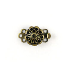 Clasp, 9mm Round Box Clasp with Flower design cut out 3 strand clasp - Antique Bronze Plated Brass