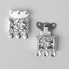 Clasp, 11x8mm Filigree Box Clasp with 3 strand clasp - Silver Plated Brass
