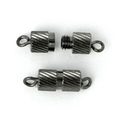 Clasp, 9x4.5mm Clasp Barrel with Line design to give a sparkle - Gunmetal Plated Brass