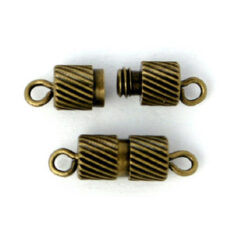 Clasp, 9x4.5mm Clasp Barrel with Line design to give a sparkle - Antique Bronze Plated Brass