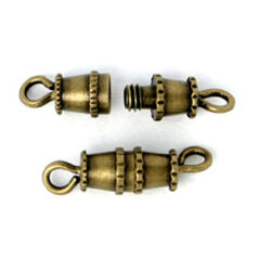 Clasp, 8x4mm Clasp Barrel screw together style - Antique Bronze Plated Brass