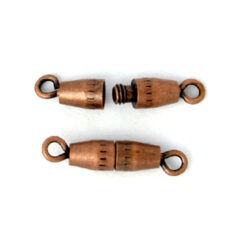 Clasp, 10x3mm Torpedo Clasp screw together style - Antique Copper Plated Brass