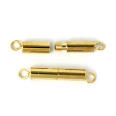 Clasp, 18x4mm Clasp Barrel with plain smooth finish - Gold Plated Brass