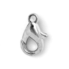 Clasp, Beazu Lobster Claw Clasp (length 13mm width 7mm) - Silver Plated Metal