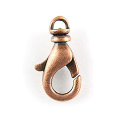 Clasp, Beazu Swivel Lobster Clasp (length 15mm width 9mm) - Antique Copper Plated Metal Base